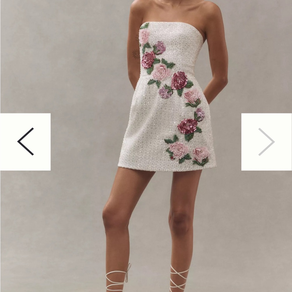 Anthropologie Strapless Pink and White Sheath Dress